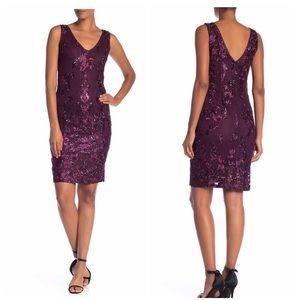 Marina Floral Sequin Embroidered Sleeveless Dress